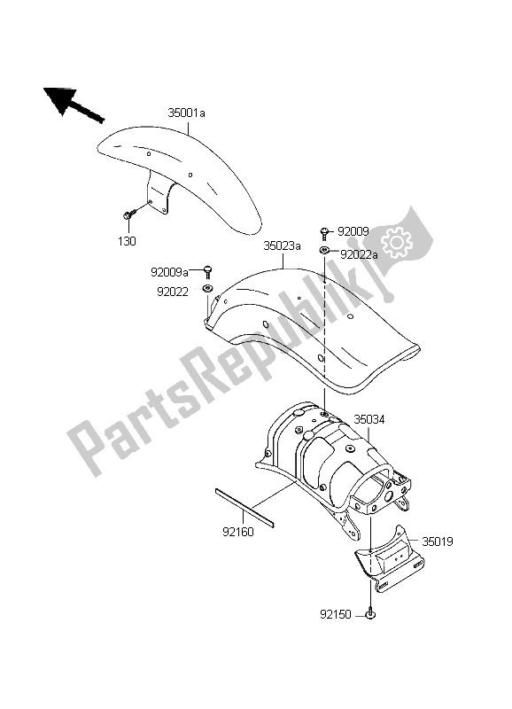 Tutte le parti per il Parabordi del Kawasaki EN 500 1999