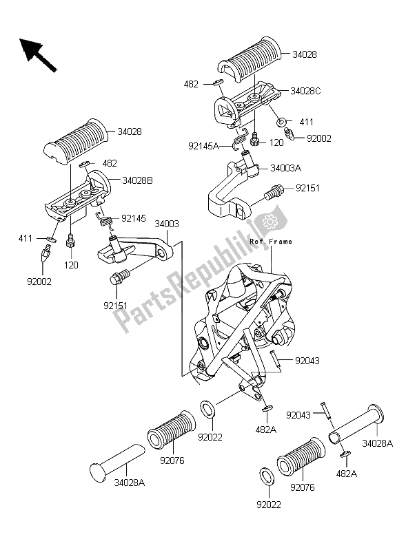 All parts for the Footrests of the Kawasaki W 650 2006