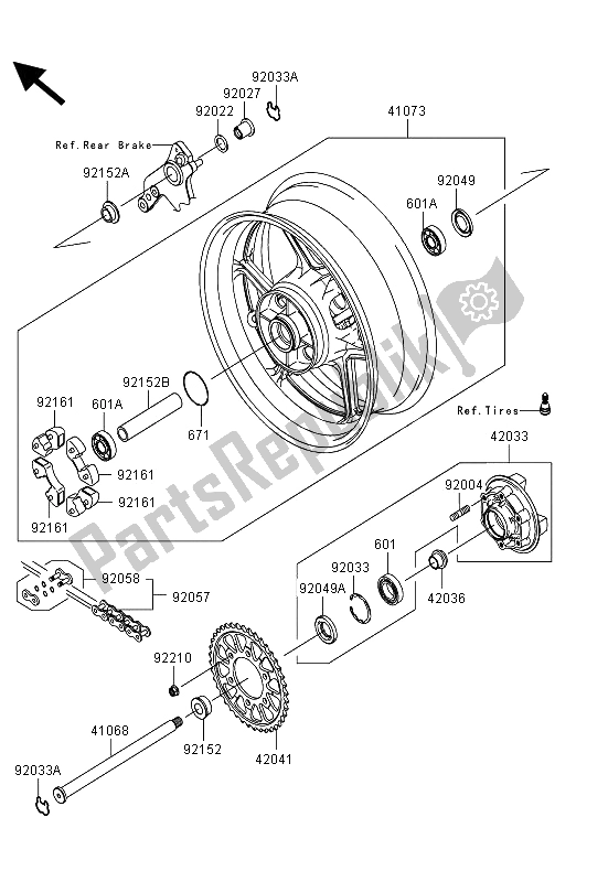 All parts for the Rear Hub of the Kawasaki Z 1000 SX ABS 2013