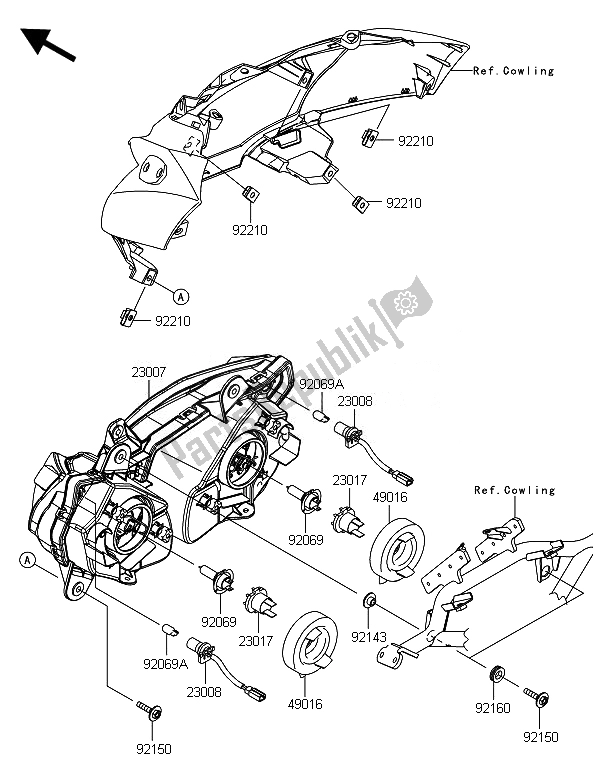 Toutes les pièces pour le Phare (s) du Kawasaki ER 6F ABS 650 2014