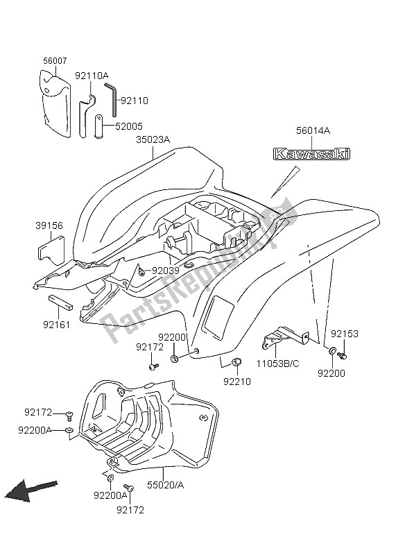 Todas las partes para Guardabarros Trasero de Kawasaki KFX 400 2005