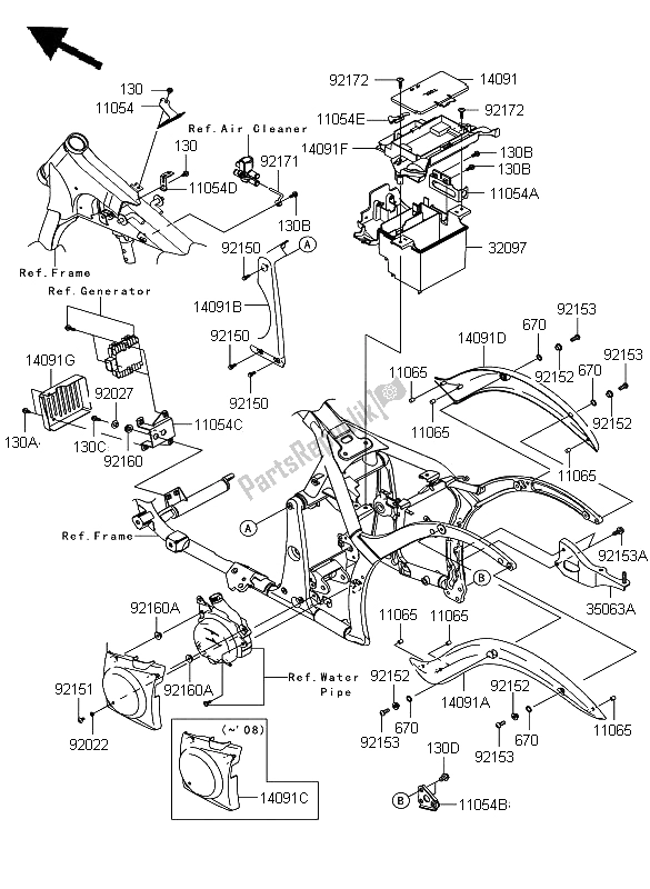 All parts for the Frame Fittings of the Kawasaki VN 900 Custom 2008