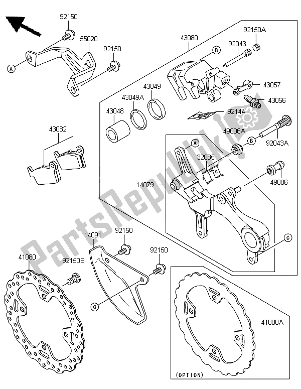 Todas las partes para Freno Trasero de Kawasaki KX 450F 2012