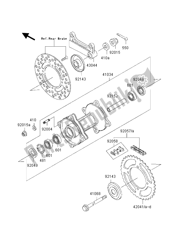 Tutte le parti per il Mozzo Posteriore del Kawasaki KX 80 SW LW 2000