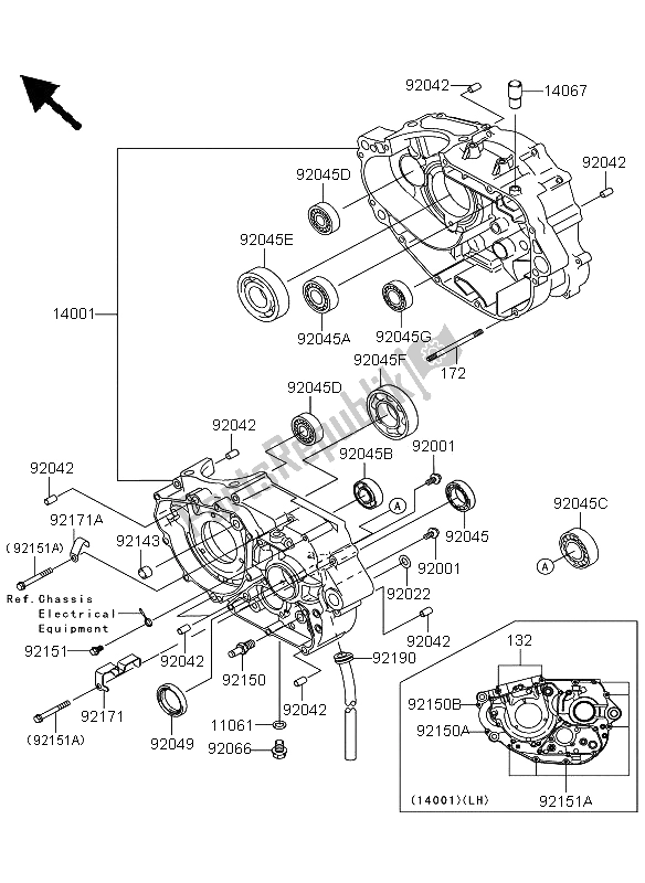 All parts for the Crankcase of the Kawasaki KLX 250 2012