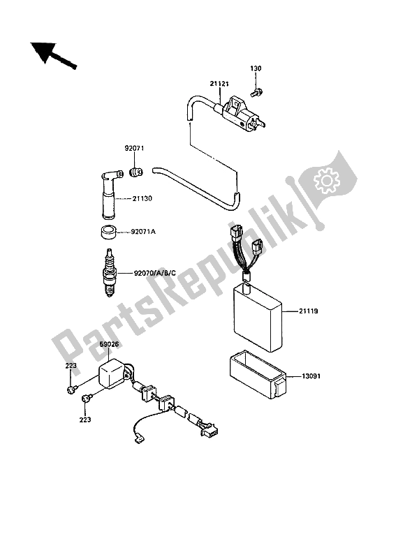 All parts for the Ignition System of the Kawasaki KLR 650 1987