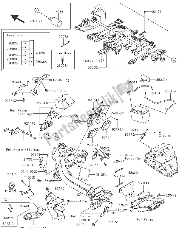 All parts for the Chassis Electrical Equipment of the Kawasaki ER 6F 650 2016