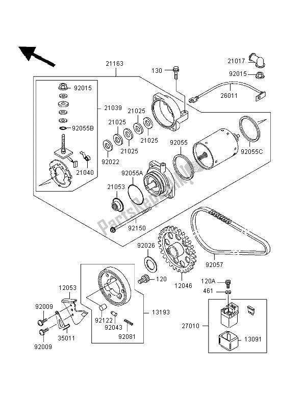 Tutte le parti per il Motorino Di Avviamento del Kawasaki ER 500 1998