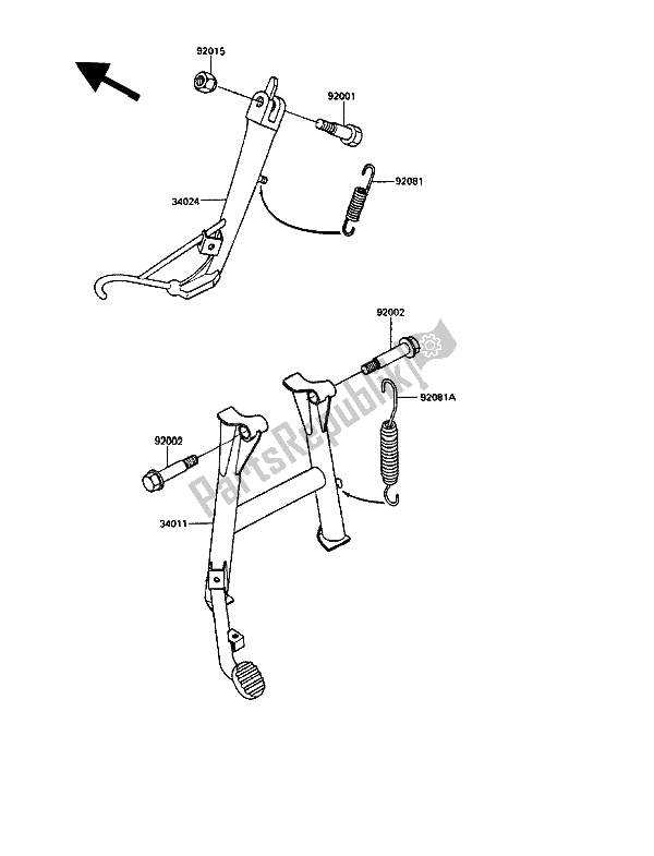 All parts for the Stand of the Kawasaki GPZ 900R 1990