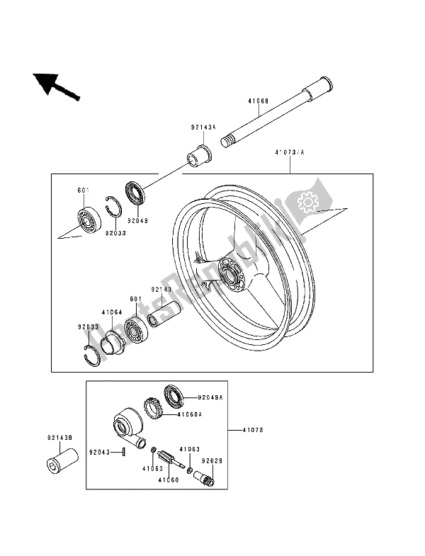 Toutes les pièces pour le Moyeu Avant du Kawasaki Ninja ZX9R 900 1994