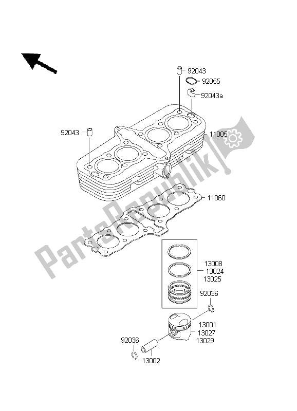 All parts for the Cylinder & Piston of the Kawasaki ZR 7 750 2001