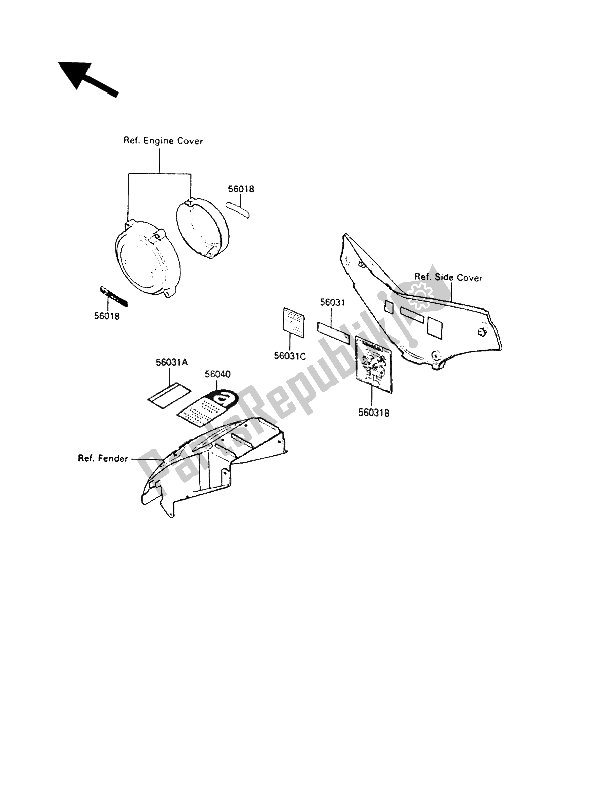 All parts for the Labels of the Kawasaki GPZ 600R 1989