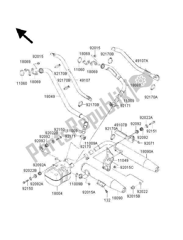 All parts for the Muffler of the Kawasaki VN 1500 Classic FI 2001