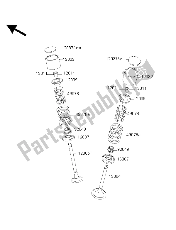 All parts for the Valve of the Kawasaki KLX 650R 1999