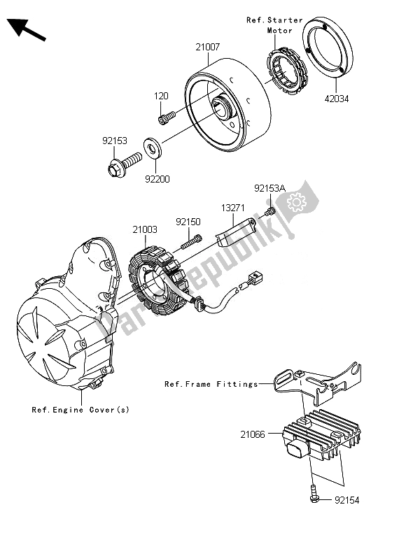 All parts for the Generator of the Kawasaki ER 6F 650 2014