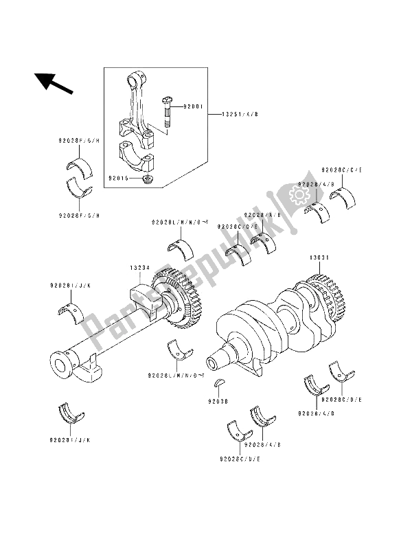 All parts for the Crankshaft of the Kawasaki KLE 500 1994