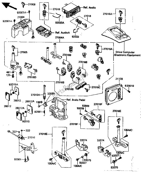 Alle onderdelen voor de Contactschakelaar van de Kawasaki ZN 1300 1986