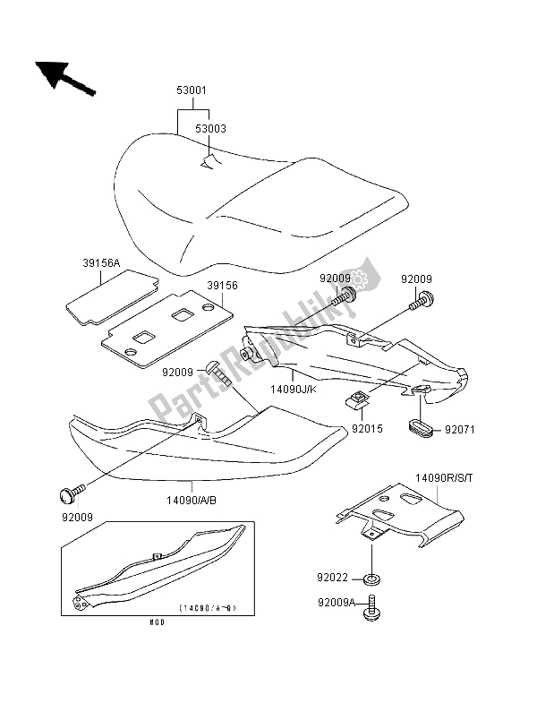 All parts for the Seat of the Kawasaki ER 5 500 1997