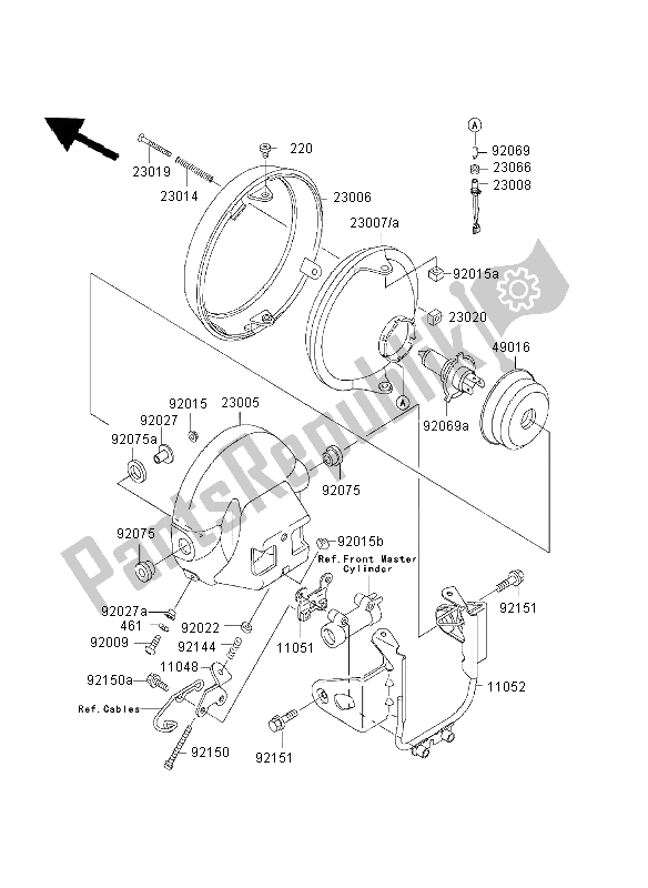 Alle onderdelen voor de Koplamp van de Kawasaki ZR 7 750 2003