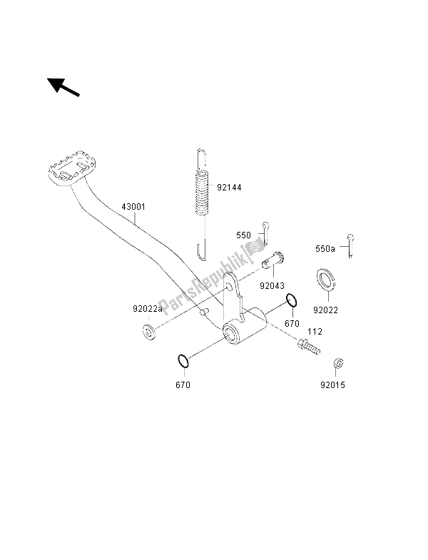 Alle onderdelen voor de Rempedaal van de Kawasaki KLF 300 4X4 2002