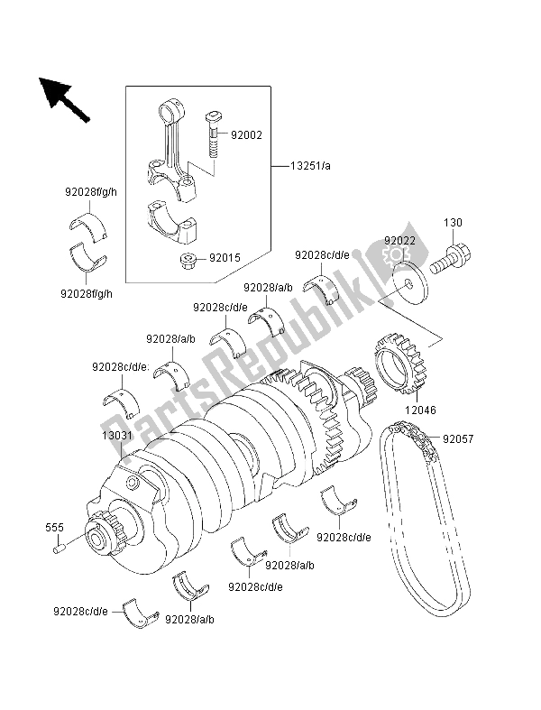 All parts for the Crankshaft of the Kawasaki 1000 GTR 1999