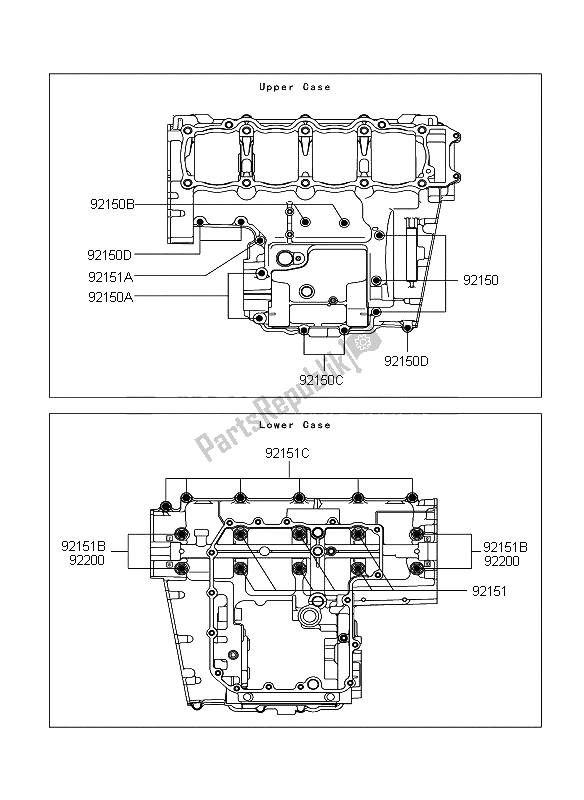 Todas las partes para Patrón De Perno Del Cárter de Kawasaki Z 1000 2008