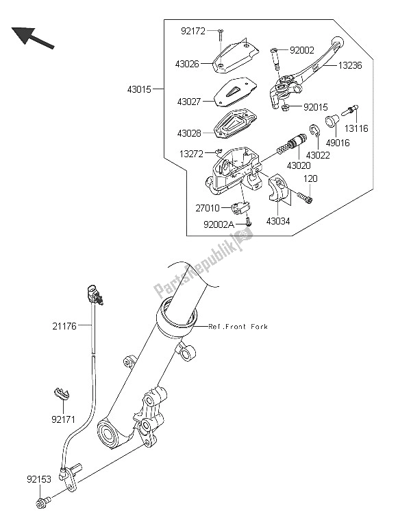 Toutes les pièces pour le Maître-cylindre Avant du Kawasaki ER 6F ABS 650 2016