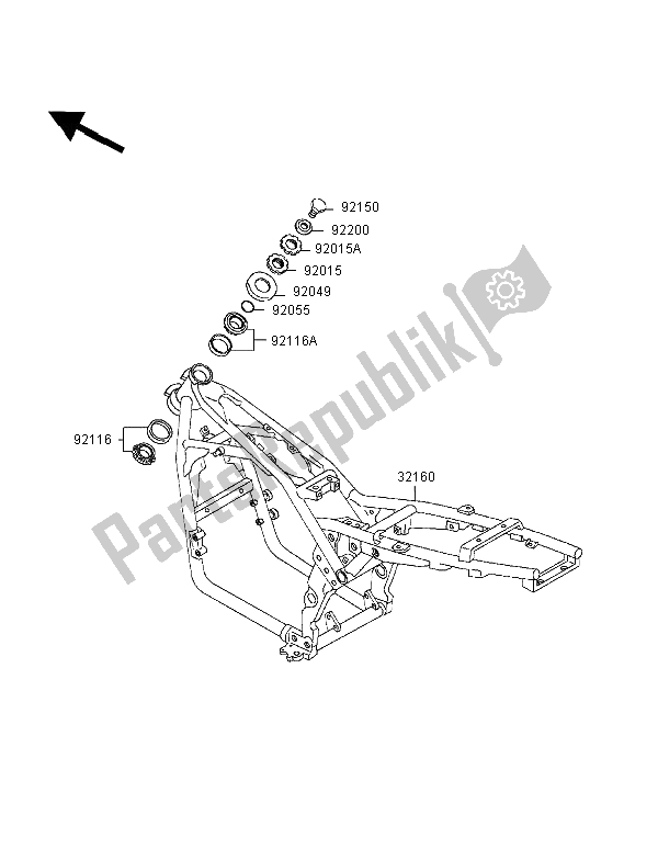 Tutte le parti per il Telaio del Kawasaki Zephyr 550 1998