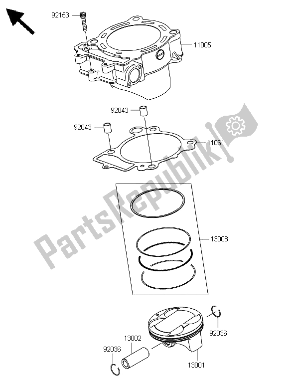 Toutes les pièces pour le Cylindre Et Piston (s) du Kawasaki KX 450F 2008