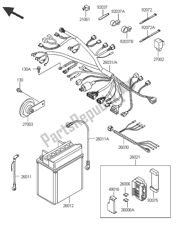 Alle onderdelen voor de Chassis Elektrische Apparatuur van de Kawasaki KLE 500 2005