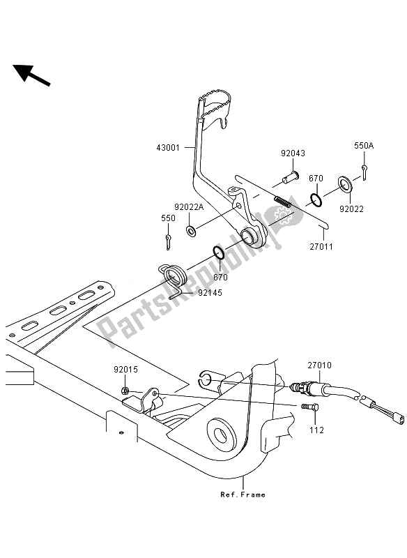 All parts for the Brake Pedal of the Kawasaki KVF 360 4X4 2010