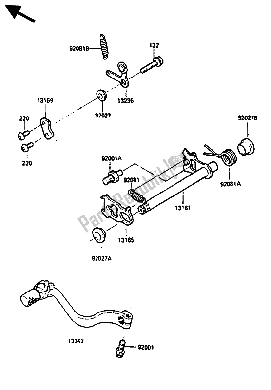 Todas las partes para Mecanismo De Cambio De Marcha de Kawasaki KX 500 1986