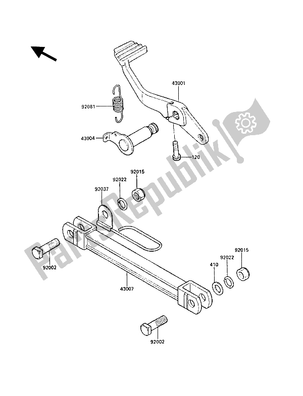 All parts for the Brake Pedal of the Kawasaki GPZ 1000 RX 1987