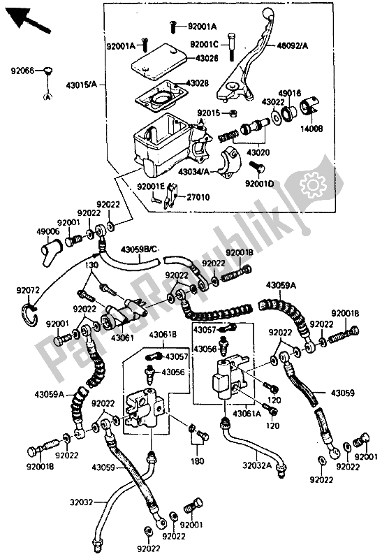 Todas las partes para Cilindro Maestro Delantero de Kawasaki ZX 750 1985