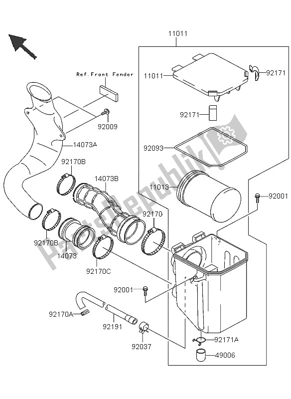 Alle onderdelen voor de Luchtfilter van de Kawasaki KVF 360 4X4 2005
