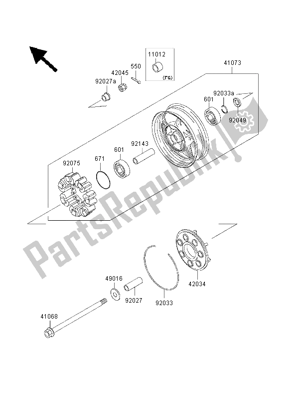 Toutes les pièces pour le Moyeu Arrière du Kawasaki 1000 GTR 1999