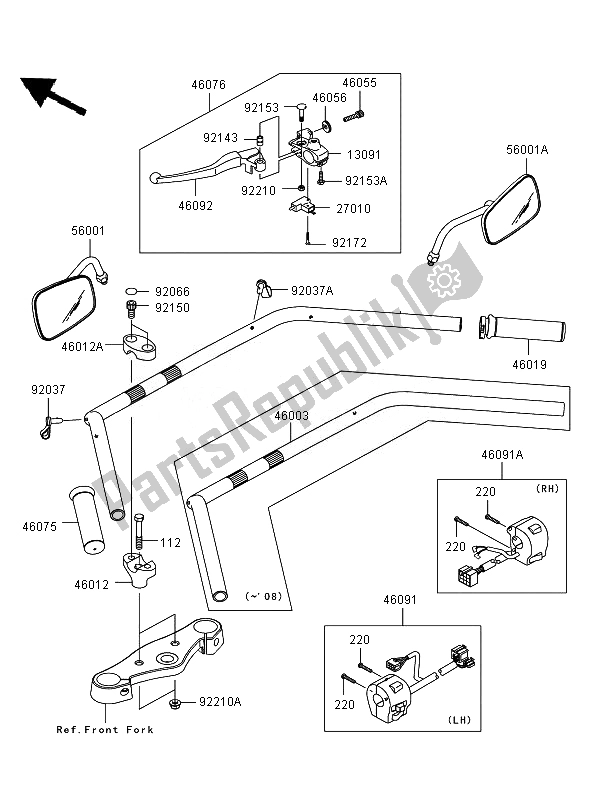 Toutes les pièces pour le Guidon du Kawasaki VN 900 Classic 2007