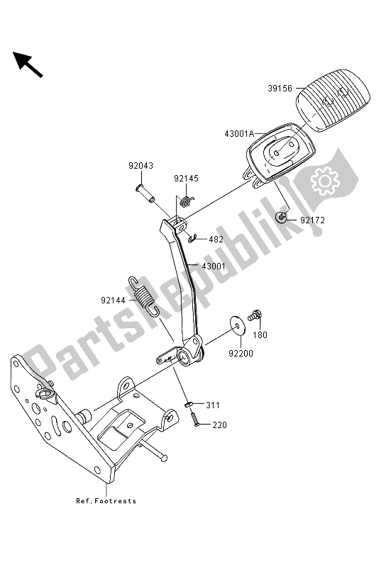 Tutte le parti per il Pedale Del Freno del Kawasaki VN 1700 Voyager Custom ABS 2013