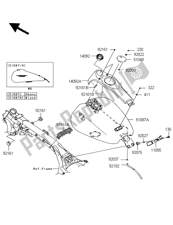 All parts for the Fuel Tank of the Kawasaki VN 1700 Voyager Custom ABS 2012