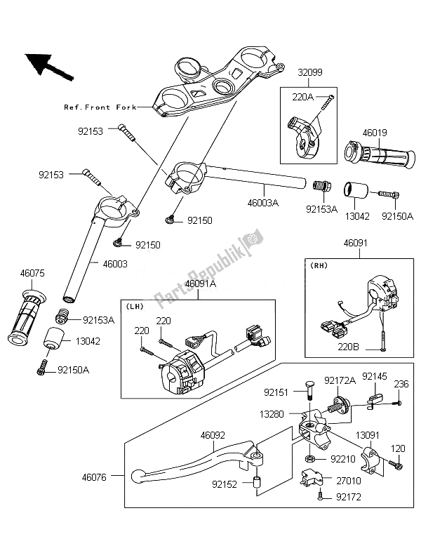 Wszystkie części do Kierownica Kawasaki Ninja ZX 10R ABS 1000 2011