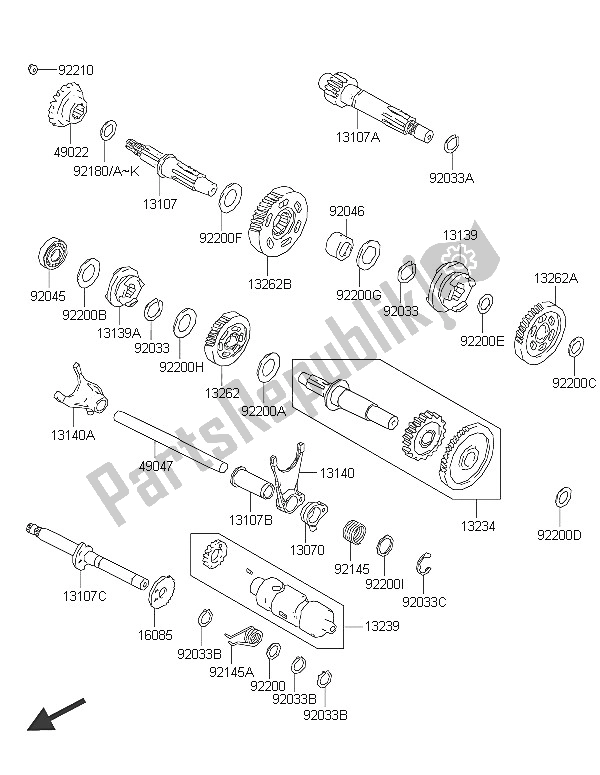 Todas las partes para Transmisión de Kawasaki Brute Force 300 2016