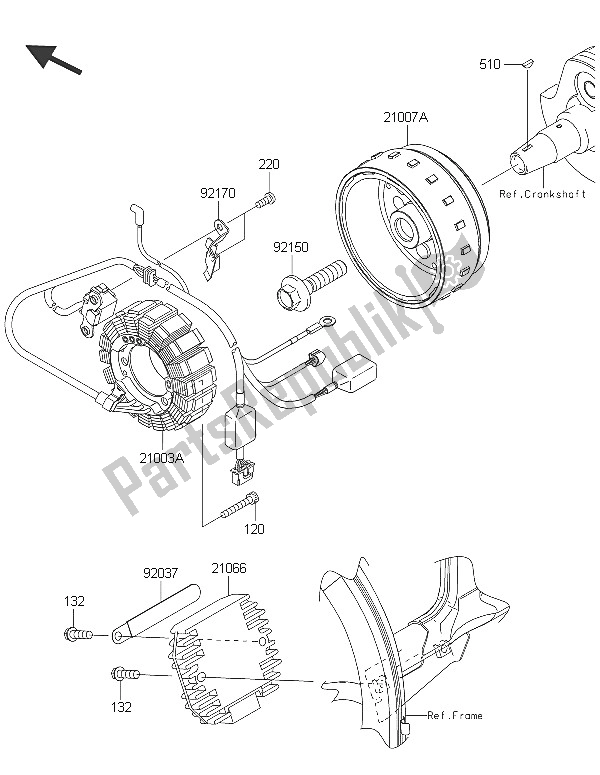 All parts for the Generator of the Kawasaki KLX 250 2016