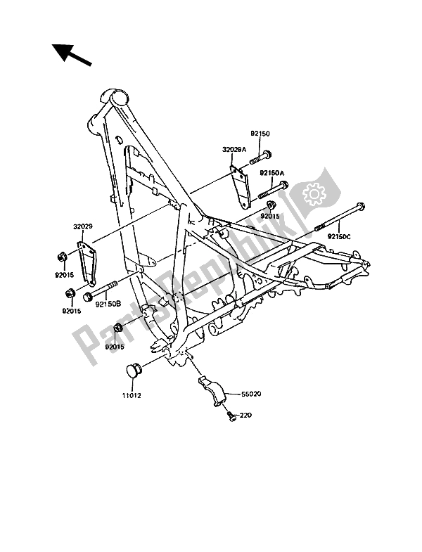 All parts for the Frame Fittings of the Kawasaki KMX 125 1992