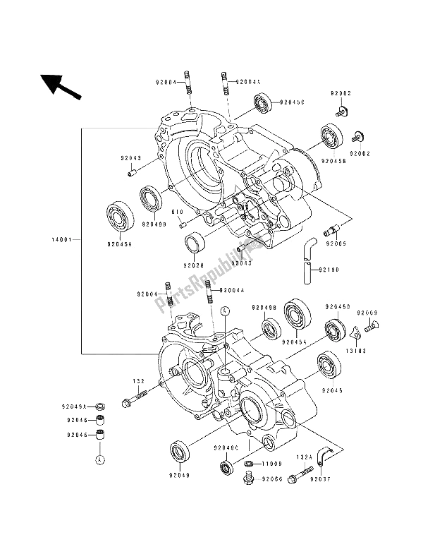 Todas as partes de Bloco Do Motor do Kawasaki KX 500 1989