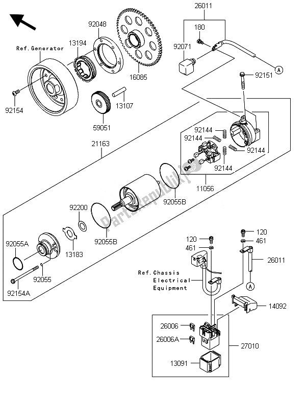 Tutte le parti per il Motorino Di Avviamento del Kawasaki ZX 1000 SX ABS 2014