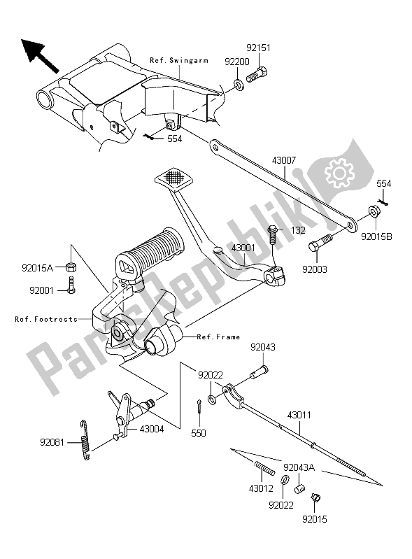 Toutes les pièces pour le Pédale De Frein du Kawasaki W 650 2006