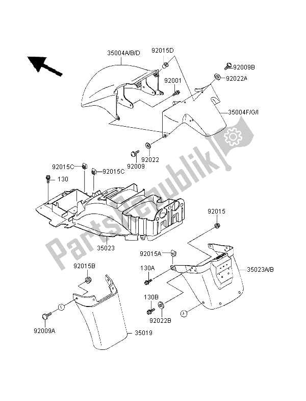 All parts for the Fenders of the Kawasaki ZZR 1100 1995