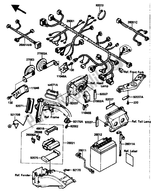 All parts for the Electrical Equipment of the Kawasaki ZX 10 1000 1989