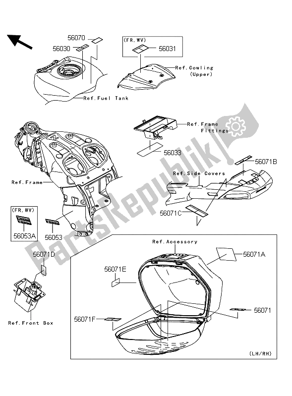 Toutes les pièces pour le Étiquettes du Kawasaki 1400 GTR ABS 2012