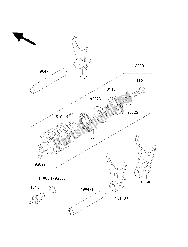 Toutes les pièces pour le Tambour De Changement De Vitesse Et Fourchette De Changement De Vitesse du Kawasaki ZZ R 600 2002